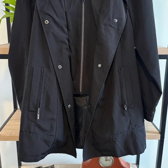 Coldwater Creek Black Hooded All Season Trench Coat Pocket Jacket, S - Picture 4 of 8